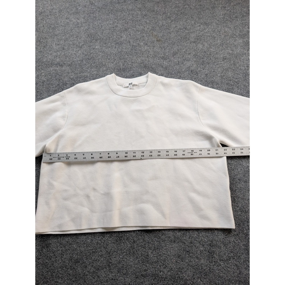 UNIQLO Washable Milano Ribbed Short Sleeve Sweater Womens Size L Off White 47832 - Picture 6 of 8